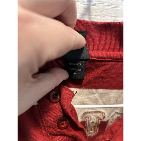 Harry Potter "Potter 07" Hogwarts Crest Red White Striped Polo Shirt Adult M - Picture 5 of 6